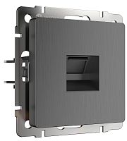 Розетка компьютерная без рамки Werkel 1-м. RJ45 5e графит рифленный картинка